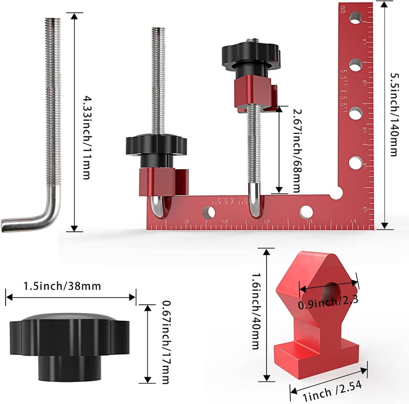 BOXmime 90 Degree Clamp Aluminum Alloy Corner Clamps for Woodworking,5.5" x 5.5"Carpenter Right Angle Clamping Square Tools for Box,Shelves,Picture frames,Drawers Cabinets Position (4 PACK) - Image 2